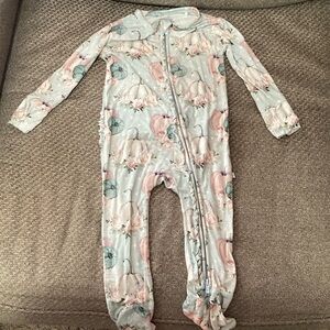 Posh peanut zippered one piece ruffle butt. In pumpkin pattern.